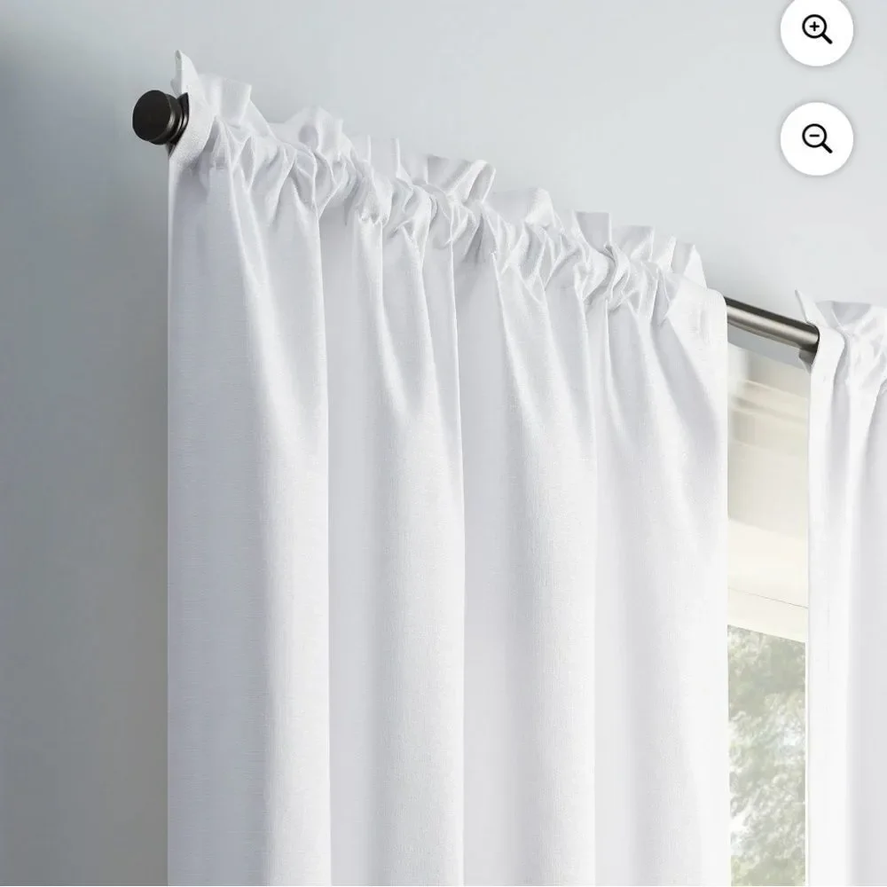 4 panels Victoria Voile white Sheer Rod Pocket Window Curtains measures 38”x87”